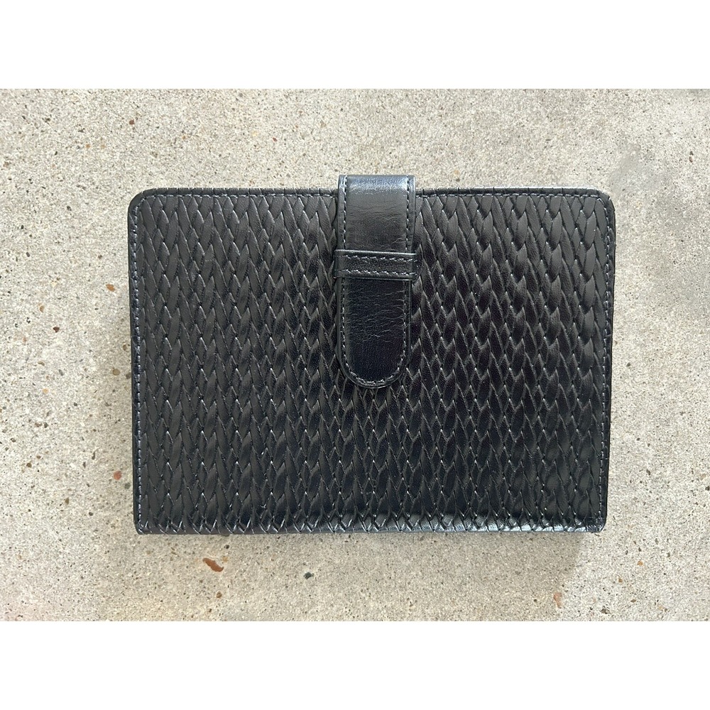 Raika Photo Album Brag Book Leather Black Braid Basket Weave 4x6" NWOB